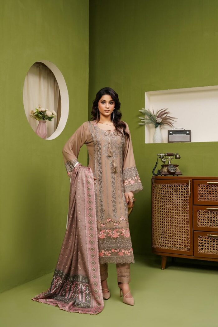 Khadija Dhanak Embroidered Suit - Image 1