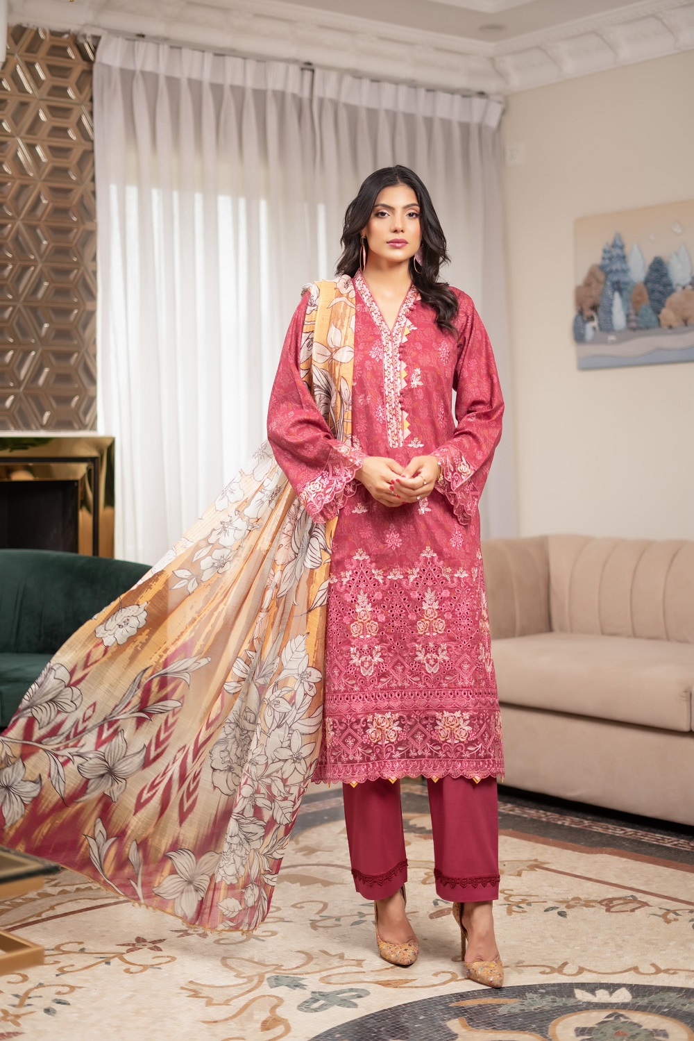 IMG-20250924-WA0089 Amara Linen Printed Embroidered Suit - Image 1