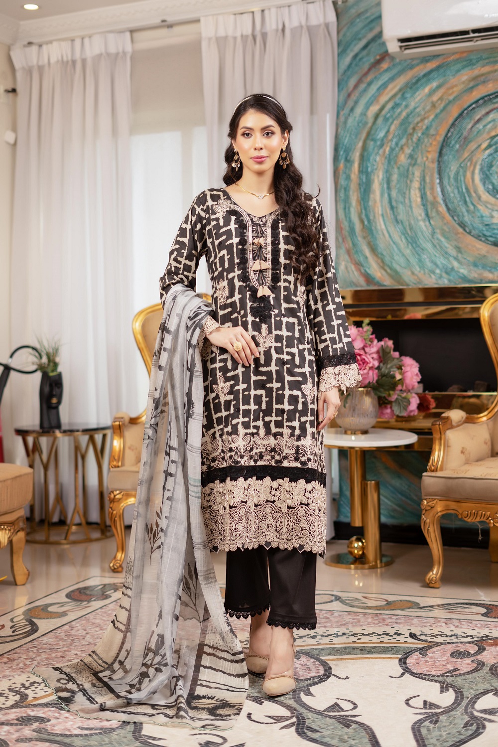 IMG-20250924-WA0098 Alizeh Linen Printed Embroidered Suit - Image 1