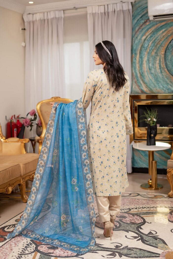 Eshaal Linen Printed Embroidered Suit - Image 2