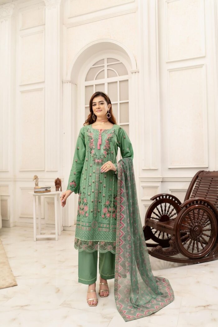 Emaan Airjet Linen Embroidered Suit - Image 1