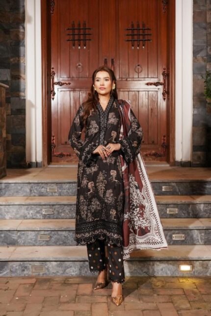 Zimal Winter Linen Embroidered Suit