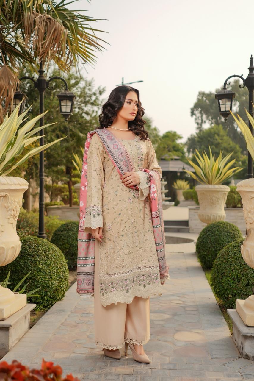 Zimal Winter Linen Embroidered Suit Zimal Winter Dhanak Embroidered Suit - Image 1