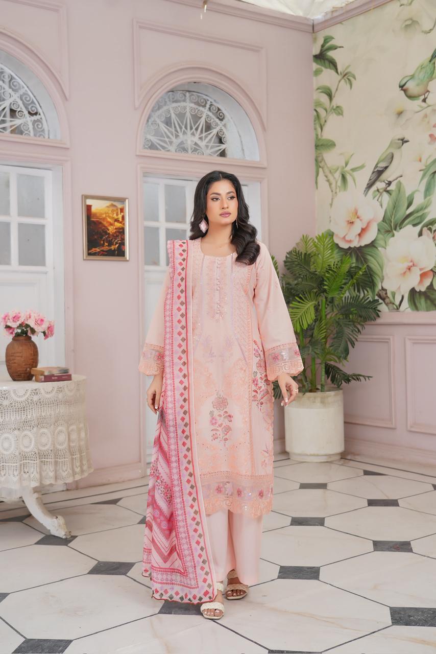 Summer Bana dora lawn Fabrics Dress Munira Designer Book 10 (5) Mehwish Hoorain Embroidered Lawn Suit - Image 1