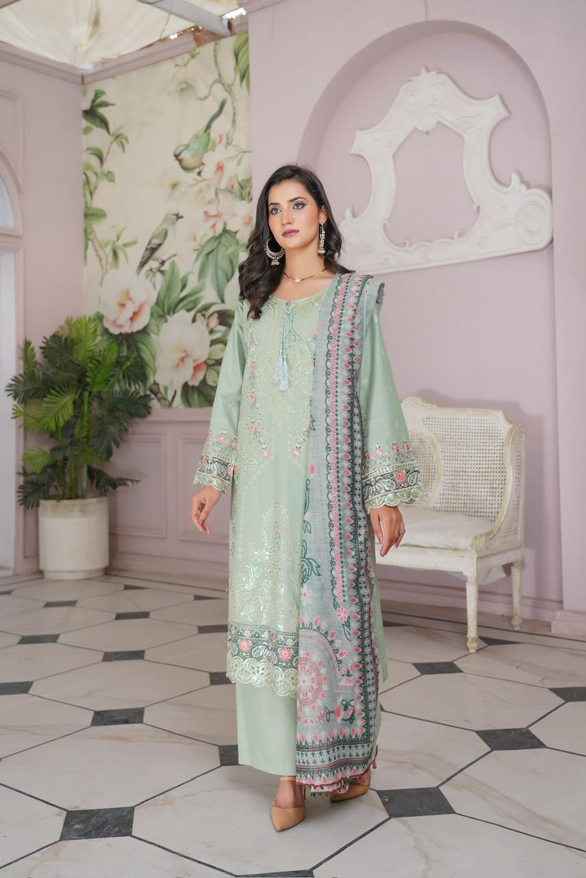 Summer Bana dora lawn Fabrics Dress Munira Designer Book 11 (01) Mehwish Ayaana Festive Lawn Suit - Image 1
