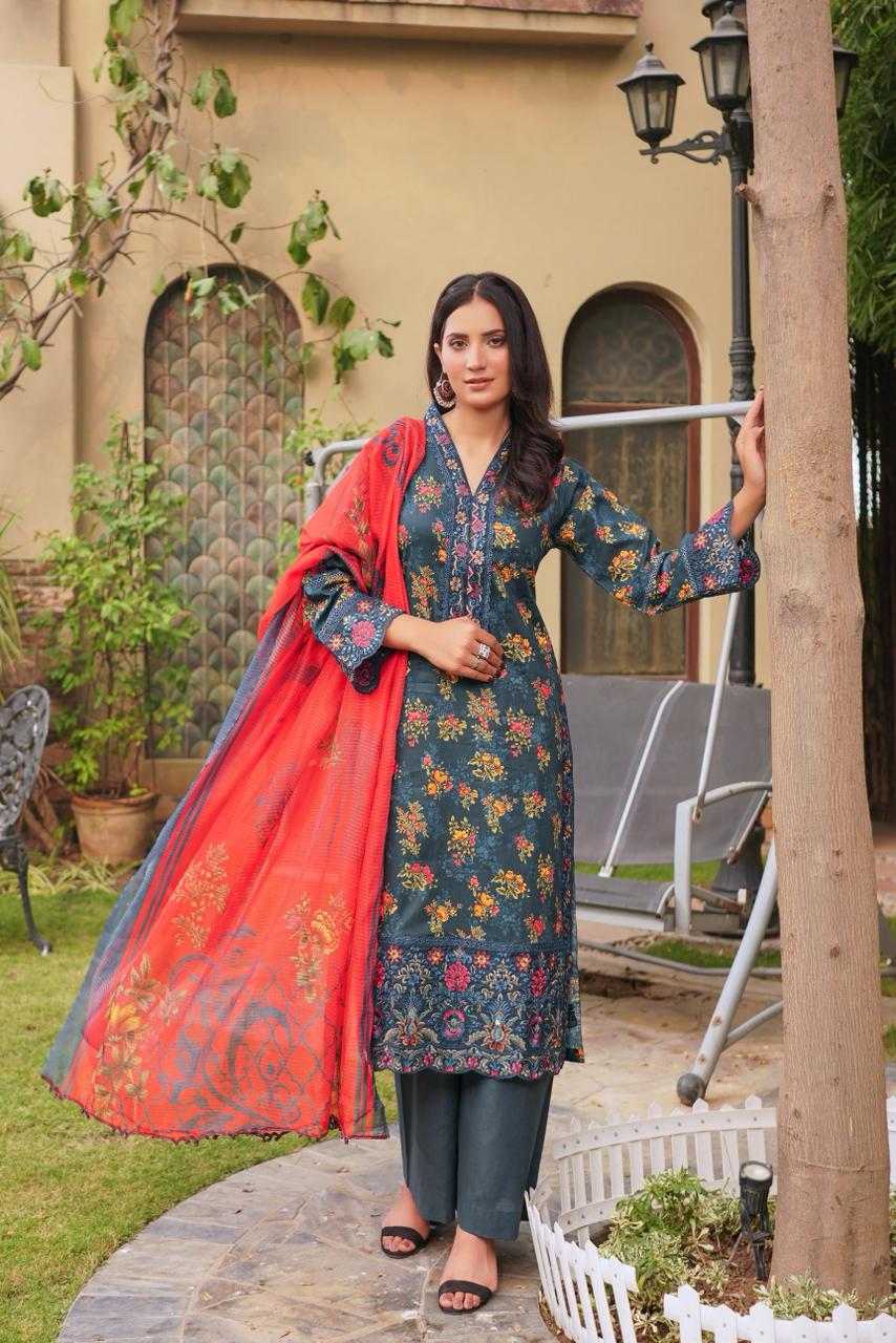 Summer Dress Munira Designer Book 02 (001) Munira Designer – Aleeza Lawn Embroidered Suit - Image 1