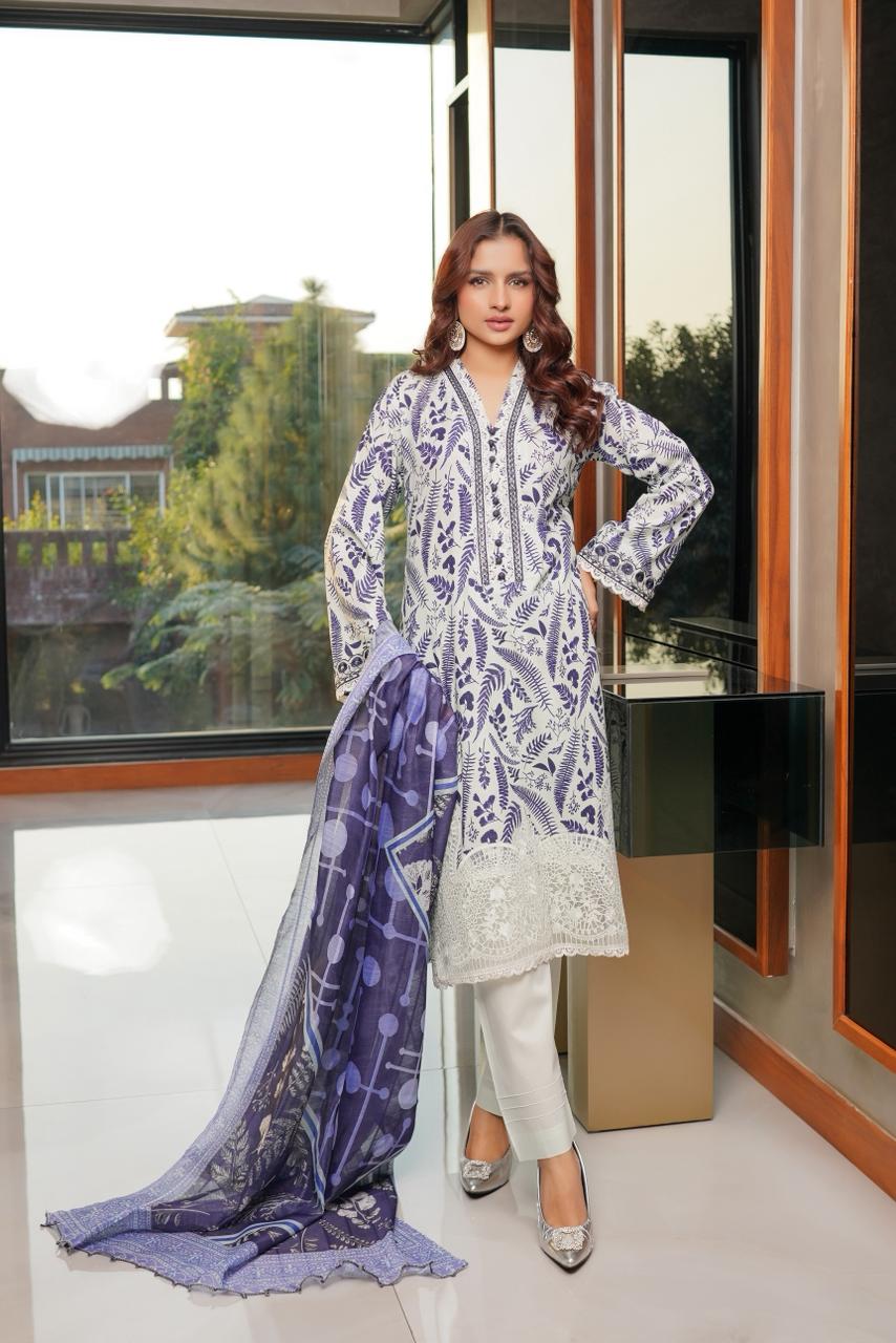 Summer Dress Munira Designer Book 04 (10) Inara Royal Embroidered Lawn Suit - Image 1