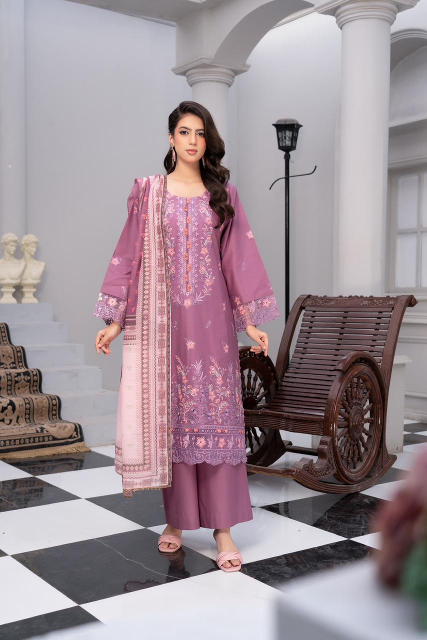 Summer Lown Dress Munira Designer Book 5 (9) Zareen Classic Embroidered Lawn Suit - Image 1