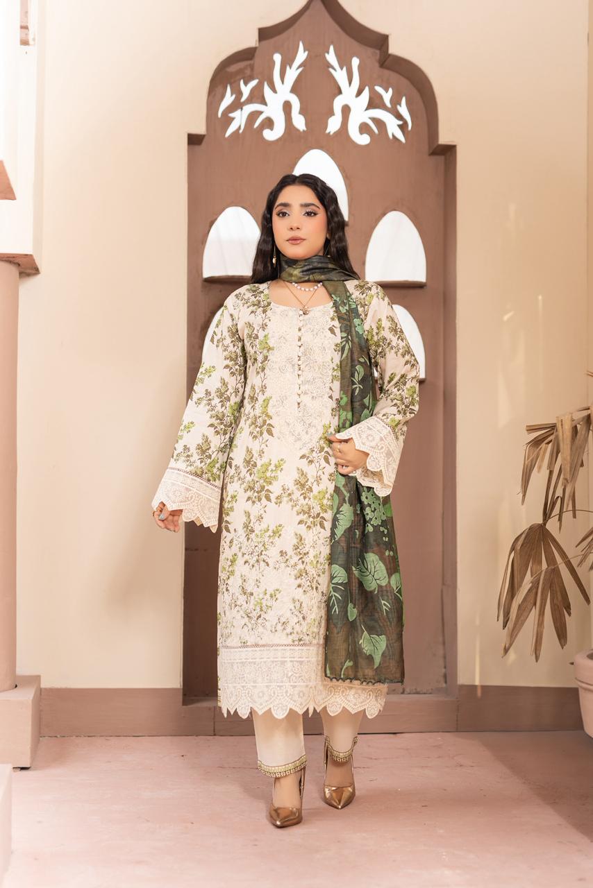ZARA LINEN Dress Munira Designer Book 10 (10) Haniya Elegant Linen Suit - Image 1
