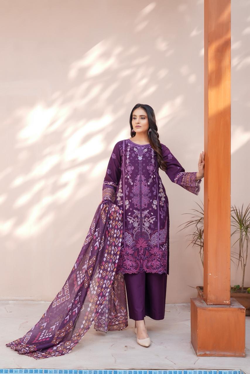 Summer Dress Rimsha Zaria Fabric Munira Designer Book 13 (01) Zaria Noor Festive Lawn Suit - Image 1