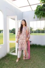 Safeera Ivory Orchid Lawn Dress