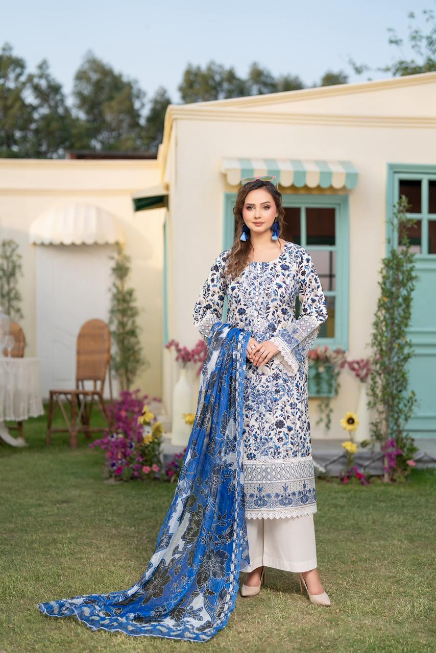 Sameera Lawn Casual Wear Collection 12 Sameera Ocean Breeze Lawn Set - Image 1