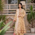 Aizah Golden Petal Lawn Frock