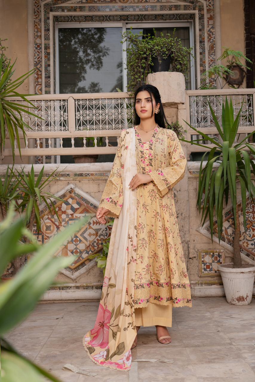 WhatsApp Image 2026-05-20 at 11.19.23 AM Aizah Golden Petal Lawn Frock - Image 1