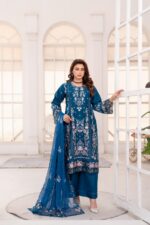 Arshia Sapphire Bloom Lawn Suit