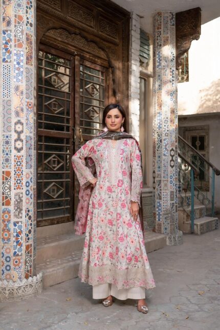 Kinzzay Rose Petal Lawn Frock