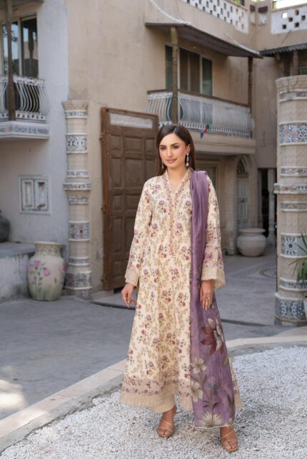 Kinzzay Lawn Frock Munira Designer 1