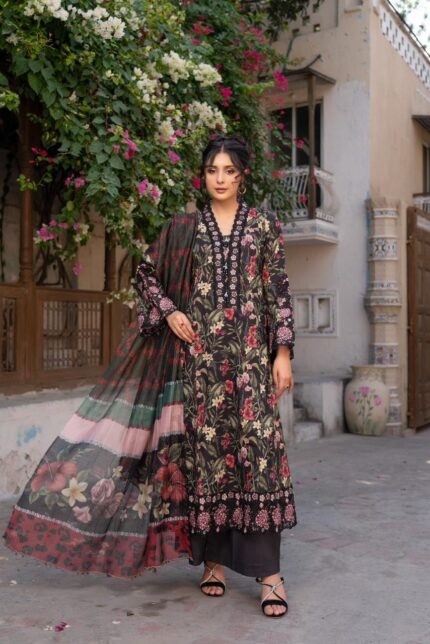 Kinzzay Coral Elegance Lawn Frock
