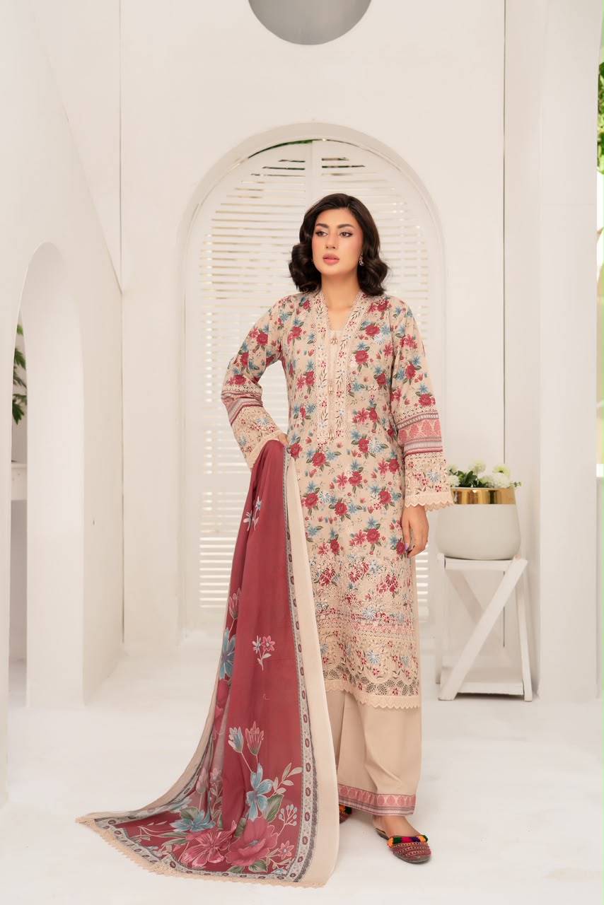 Sameya Lawn Munira Designer 9 Sameya Ivory Charm Lawn Suit - Image 1