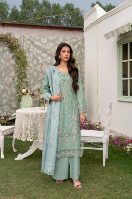 Soraya Mint Blossom Lawn Suit