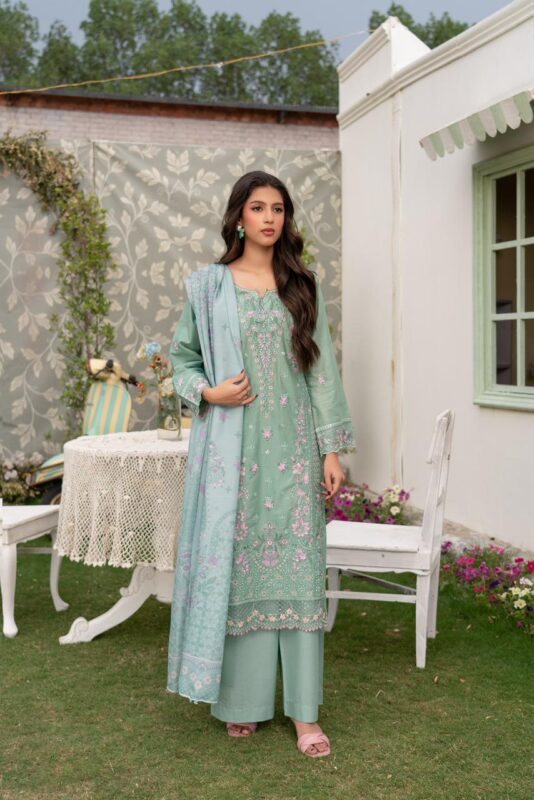Soraya Mint Blossom Lawn Suit