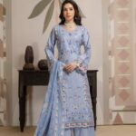 Alizay Aqua Bloom Lawn Suit