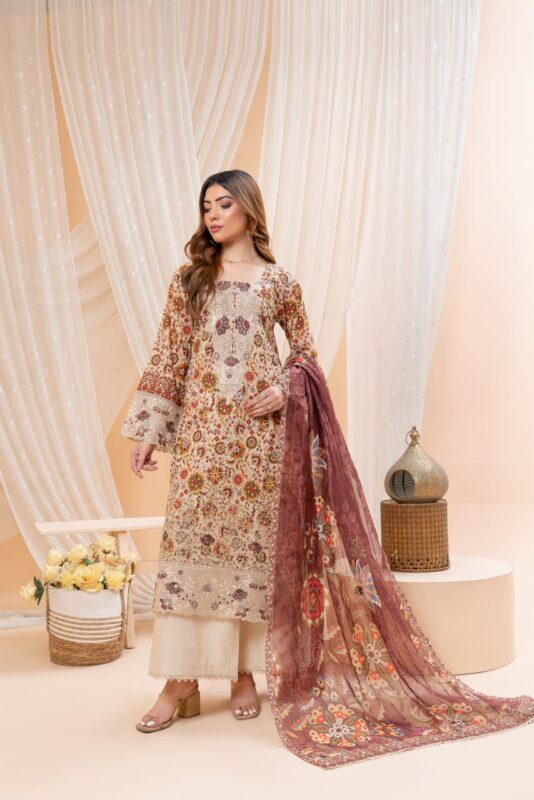 Mehru Petal Grace Lawn Suit