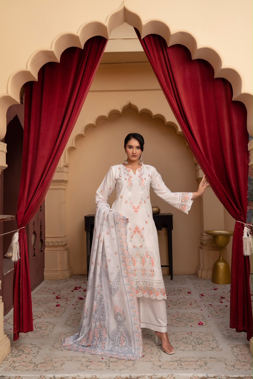 Sameya Lawn Suit - Munira Designer 7 Sameya Floral Charm Lawn Suit