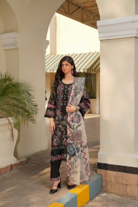 Zaveya Midnight Charm Lawn Suit