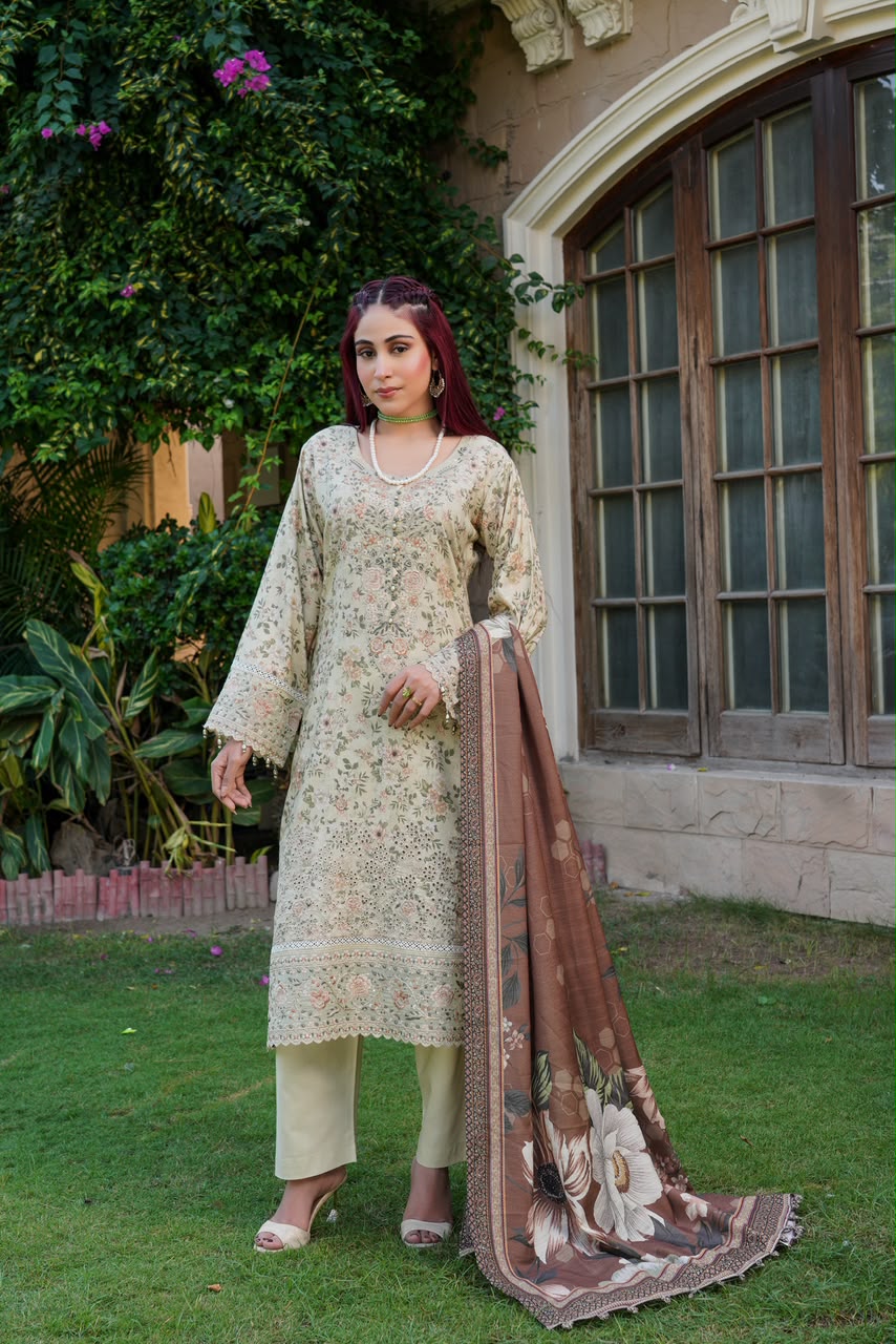 Aneela Casual Wear – Vol. 17 Munira Designer 11 Aneela Everyday Elegance Dhanak Suit - Image 1