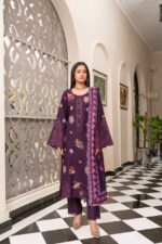 Plum Purple Embroidered Dhanak Suit