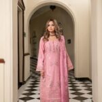 Rose Pink Embroidered Dhanak Suit