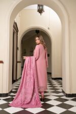 Rose Pink Embroidered Dhanak Suit - Image 3