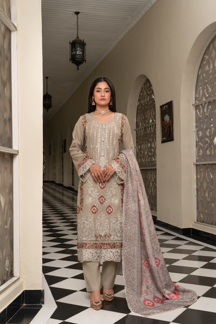 WhatsApp Image 2026-10-22 at 00.41.54 Beige Embroidered Dhanak Suit - Image 1