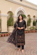 Black Embroidered Winter Suit